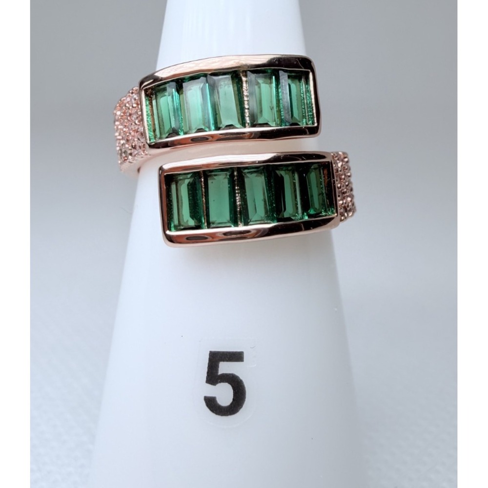 Size 5 Bomb Party May - RG91203 The Noire Ring - Emerald on Rose Gold Plating